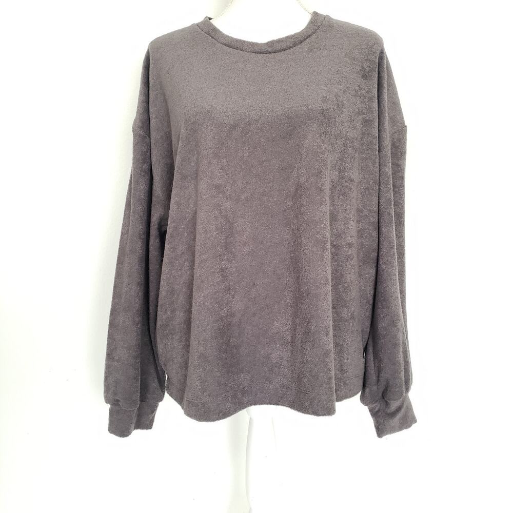 NEW!! Sanctuary Sweater Women SIZE XL Gray Terry Cloth Cozy Sweatshirt Soft